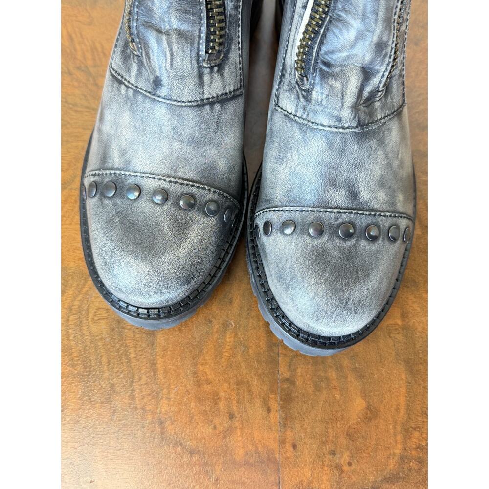 NIB Casta Morna Charcoal Distressed Leather Boot Zippers & Grommets #0361 EU 37 - Picture 6 of 10